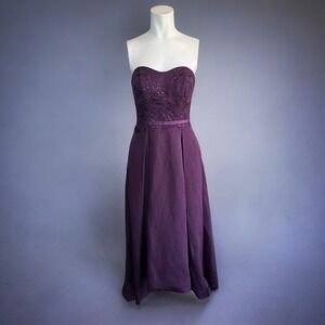 oleg cassini strapless purple prom formal dress